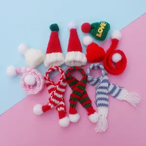 New Year Merry Christmas Small Red Green Decorative Pendant Mini Christmas Scarf Hats