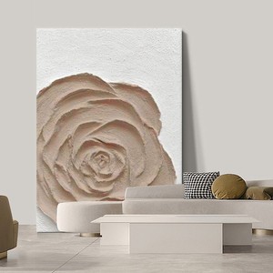 Peinture à l'huile peinte à la main, fleur de rose, décoration murale minimaliste moderne, grand format vertical pour salon, entrée - Product Image 1