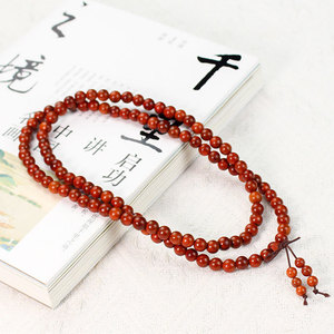 ลูกประคำไม้จันทน์แดง 108 เม็ด ลายใบเล็ก ตาแมว ขัดเงาด้วยมือ สำหรับพิธีทางศาสนา เครื่องประดับสำหรับทุกเพศ - Product Image 1