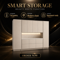 Lemari Dapur MDF Lacquer Kustom Modern Set Kabinet Seluruh Rumah Unit Pantry Tinggi
