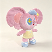 Peluche Éléphant Rose Personnalisée OEM ODM, Jouet en Peluche Doux, Personnage de Dessin Animé, Décoration Étoile, Robe Jaune, Coton PP, Anti-Stress