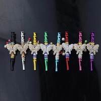 Porte-cigarette perlé de strass colorés en alliage de zinc, embout de chicha papillon, briquets arabes pour accessoires de fumeur