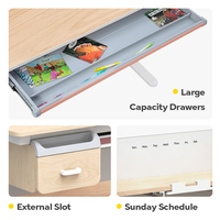 Bureau d'étude ergonomique moderne pour enfants, réglable en hauteur, avec étagère multi-niveaux, table scolaire en bois durable pour la maison