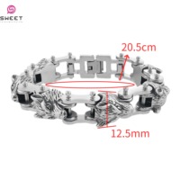 Bracelet en acier inoxydable 316L plaqué or, style punk hip hop, tête de loup, pour femmes et hommes