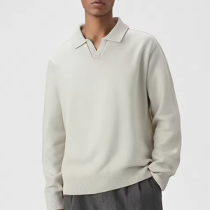 Cárdigan de Punto para Hombre, Venta al por Mayor de Fábrica Personalizada |   Top Personalizado con Cuello Polo y Escote en V, Liso, 100% <span class=keywords><strong>Lana</strong></span> - Product Image 2