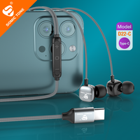 SOMIC TONE D22C Earphone Sport In-Ear Berkabel Tipe-C IPX4 Tahan Air Chip Digital AAC Kontrol Volume Stereo Bass