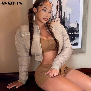 ANSZKTN Femmes Vente <span class=keywords><strong>en</strong></span> gros Hiver Boutique Nouveau Stylé Crop Top Veste Vêtements Dernière Mode Dame Manteau pour Femmes - Product Image 4