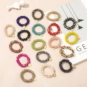 Wholesale New Crystal Elastic Hair Ties Women Colorful PonyTail Holder Scranchies Girls Accessories