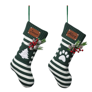 Tùy Chỉnh Bông Tuyết Dệt Kim Treo Vớ Cá Nhân Tên Giáng Sinh Vớ Lễ Hội Gia Đình Đảng Quà Tặng Với Da Vá - Product Image 4