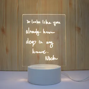 创意礼品女孩卧室睡灯可爱柔光台灯3D留言记号板夜灯带笔