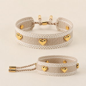 Braccialetti Personalizzati Fatti a Mano con Nappe Ricamate in Tessuto, Regolabili, con Borchie e Logo Ricamato Personalizzato - Product Image 1