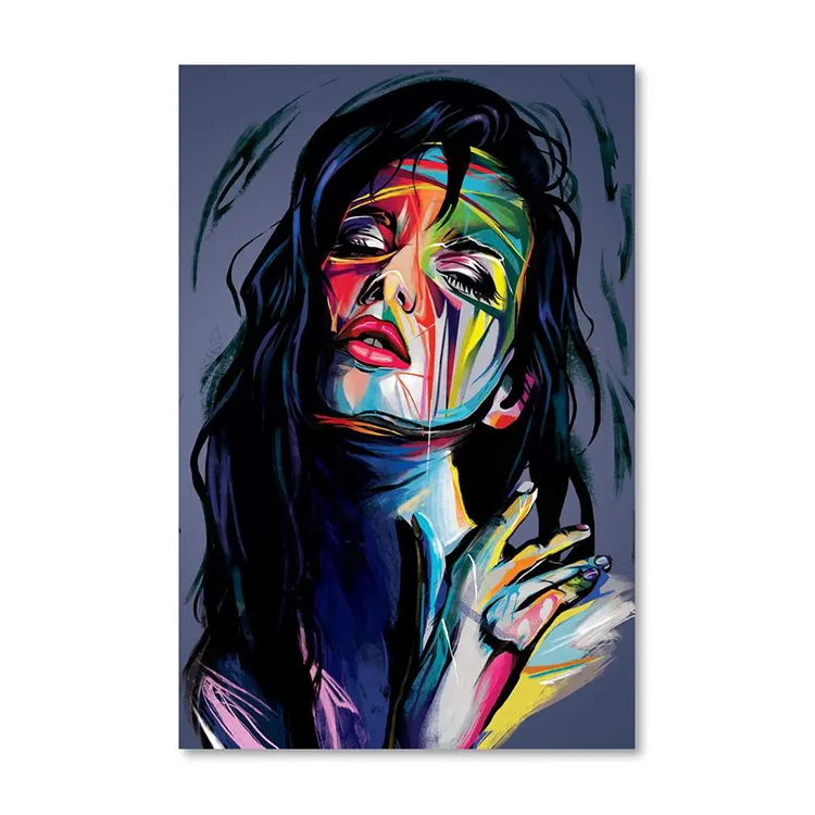 Abstract Watercolor Graffiti Girl Street Pop Art Canvas Painting Poster Prints Wall Art for Living Room Home Decor