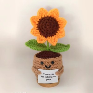 <span class=keywords><strong>Muñeca</strong></span> de girasol de ganchillo de apoyo emocional hecha a mano Gracias por ayudarme a crecer regalo maestro mamá abuela Flor de ganchillo en maceta - Product Image 4