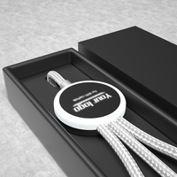 Kabel USB 4-in-1 Universal 3A Pengisian Cepat dengan Logo LED Bercahaya yang Dapat Disesuaikan, 1.2M, Jalinan Nilon, untuk Printer Komputer, Tembaga Murni
