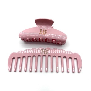 Juego de pelo de acetato con logotipo personalizado, juego de pinzas y peines para mujer, accesorios para el pelo personalizados - Product Image 3