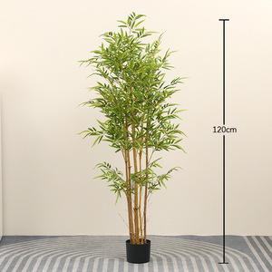 Plante artificielle en <span class=keywords><strong>bambou</strong></span> miniature réaliste en plastique en pot, sans entretien, faux <span class=keywords><strong>bambou</strong></span> porte-bonheur pour la décoration de bureau, d'hôtel, de hall - Product Image 4