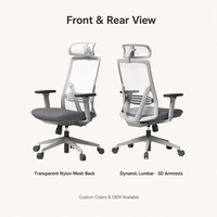 Chaise de bureau ergonomique moderne réglable avec appui-tête, dossier haut en maille, chaise de direction certifiée BIFMA pour usage hôtelier