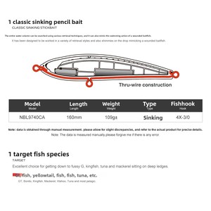 Esca Artificiale Affondante Nobby in Acciaio Inossidabile da 109g per <span class=keywords><strong>Pesca</strong></span> in Mare a Lunga Gittata - Product Image 2