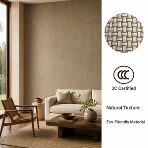 Papel Tapiz de Damasco Moderno Ecológico de Primera Calidad, Revestimiento de Pared de Fibra Natural Texturizada Resistente a la Humedad para Sala de Estar y Uso Comercial - Product Image 1