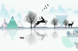 Zhihai tùy chỉnh ánh nắng mặt trời hồ nước sóng thuyền in phòng khách trang trí hiện đại vải <span class=keywords><strong>canvas</strong></span> hình nền - Product Image 5