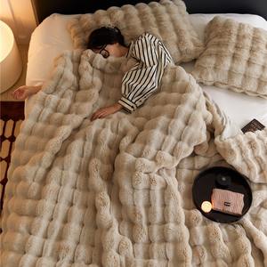 Mantas de Piel Sintética de Conejo Súper Suaves y Lujosas, Mantas Afelpadas Gruesas y Cálidas para <span class=keywords><strong>Invierno</strong></span>, Juegos de Edredón para <span class=keywords><strong>Cama</strong></span> - Product Image 4