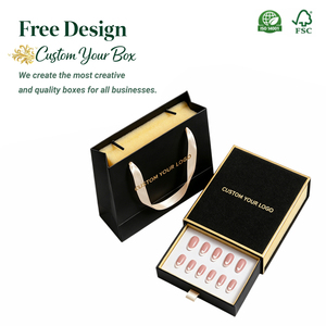 Cajas de Empaque de Lujo para <span class=keywords><strong>Uñas</strong></span> Postizas, Caja de Empaque para <span class=keywords><strong>Uñas</strong></span> Artificiales, Acabado Mate con Lámina Dorada, Ecológicas - Product Image 1