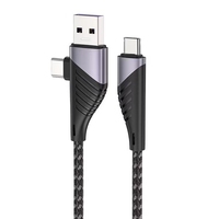 Kabel Braided Type-C 4-in-1 Multi-Head 6A Pengisian Cepat PD Super Fast Charging 1.2m untuk Android & Ponsel