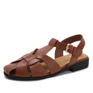 Sandali Estivi Traspiranti con Fibbia Intrecciata per Donne Taglie Grandi Sandali Piatti da <span class=keywords><strong>Donna</strong></span> Stile Pescatore - Product Image 4