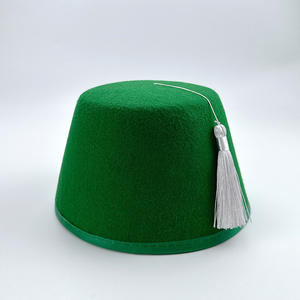 Chapeau Turc Rouge Fez Tarbouche, Costume de Fête Marocain, Chapeau Fez Vert avec Gland Doré - Product Image 5