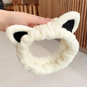Moda karikatür peluş kedi kulak saç bandı kaymaz metalik başlık kadınlar için özel tasarım yüz yıkama Spa kafa bandı - Product Image 6