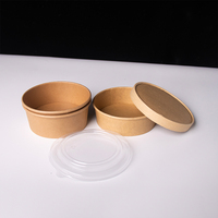 Boîte alimentaire jetable ronde en kraft pour emporter avec couvercle, personnalisable avec logo OEM, vente en gros, boîte écologique biodégradable