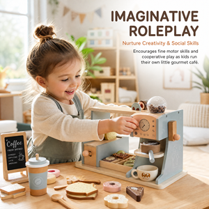 Mori Blue - <span class=keywords><strong>Cuisine</strong></span> <span class=keywords><strong>en</strong></span> <span class=keywords><strong>bois</strong></span> à manivelle pour enfants, écologique et non toxique, pour les 2-4 ans, jouets pour le goûter - Product Image 2
