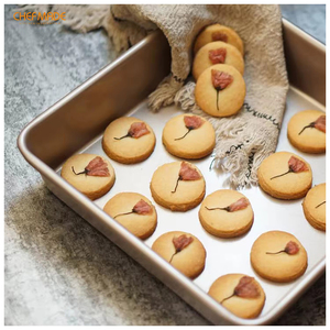 ถาดอบพิซซ่าทรงสี่เหลี่ยมเคลือบแชมเปญสีทอง0.8มม. ถาดอบพิซซ่าทรงลึกทำจาก WK9040ของเชฟ - Product Image 5