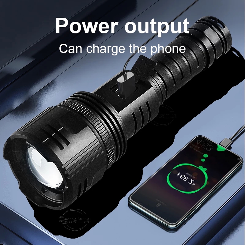 Lampe Torche LED Ultra Puissante Zoom – Longue Portée >500m, étanche, Pour Camping Et Survie