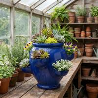 Pot en terre cuite émaillée pour fraises avec trou de drainage pour jardin d'intérieur/extérieur