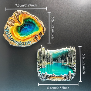 Aimant de réfrigérateur en résine 3D, paysage <span class=keywords><strong>naturel</strong></span> du <span class=keywords><strong>Parc</strong></span> national de Yellowstone, États-Unis, Kazakhstan, motif plat 2D, Grand Prismatic Spring - Product Image 3