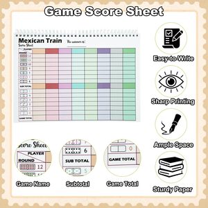 Carnets de scores personnalisés pour le jeu Mexican Train, reliure spirale, feuilles de suivi des scores pour le jeu de dominos, accessoires pour le jeu Mexican Train - Product Image 3