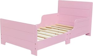 <span class=keywords><strong>Lit</strong></span> classique en bois pour enfants <span class=keywords><strong>avec</strong></span> garde-corps latéral de sécurité pour filles et garçons, parfait pour la sécurité combinée des chambres junior (rose) - Product Image 2