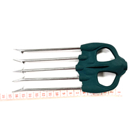 Embout de lance de pêche sous-marine Multiprong Omer, fileté noir, avec 3 multiprong en acier inoxydable verts à 4 et 5 pointes pour la pêche sous-marine