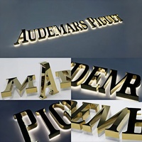 Enseignes murales LED personnalisées, lettres en relief rétroéclairées LED, enseignes en métal acier inoxydable, surface miroir brossée et peinte, enseignes de réception