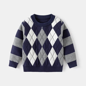 <span class=keywords><strong>Pull</strong></span>-over tendance pour garçon, motif diamant, col rond, nouvelle collection automne-hiver 2024, vente en gros pour enfants - Product Image 2
