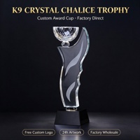 Trophée personnalisé en cristal K9 avec base noire gravée – Coupe de récompense pour cérémonies, tournois et reconnaissance