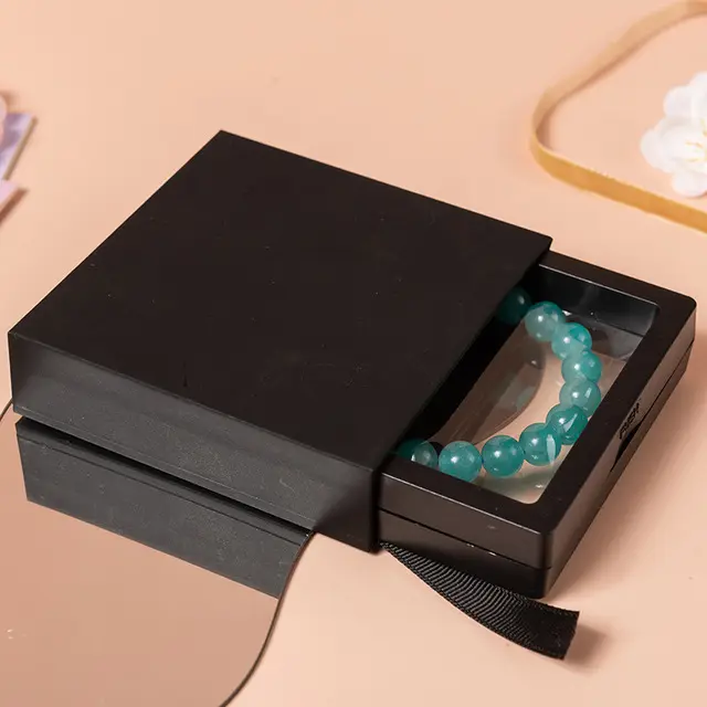 Transparent PE Film Plastic 3D Floating Frame Jewelry Display Holder Case Drawer Paper Packaging Box