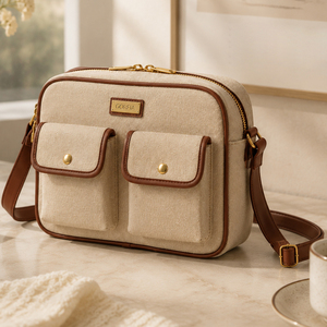Sac bandoulière en jean bleu pour <span class=keywords><strong>homme</strong></span> avec deux poches avant, finitions en cuir végétalien, sac messager, sac à bandoulière pour les déplacements quotidiens - Product Image 4