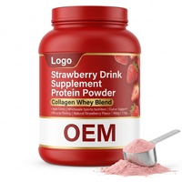 Boisson végétalienne sans OGM pour la nutrition sportive des adultes, favorisant le renforcement musculaire, au collagène et au lactosérum, saveur fraise, en gros