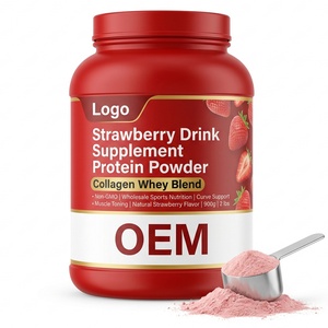 Poudre <span class=keywords><strong>de</strong></span> Protéines <span class=keywords><strong>de</strong></span> Collagène et <span class=keywords><strong>de</strong></span> Lactosérum Non-OGM en Gros pour la Nutrition Sportive, Soutien <span class=keywords><strong>de</strong></span> la Courbe Corporelle, Tonification Musculaire, Saveur Fraise - Product Image 1