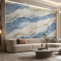 Panneau mural en PVC doré imperméable moderne, feuille de marbre UV pour usage domestique et en salle de sport