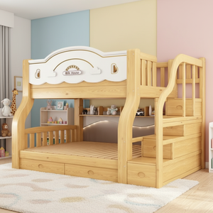 Cama <span class=keywords><strong>litera</strong></span> <span class=keywords><strong>Montessori</strong></span> de madera maciza natural de fábrica, estructura de cama doble para dormitorio, apartamento, casa de campo - Cama <span class=keywords><strong>infantil</strong></span> - Product Image 1