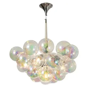 Nordic Style Warm Bubble Lamp for Bedroom Living Room Dining Room Children's Room Colorful Glass LED Chandelier for Hotels