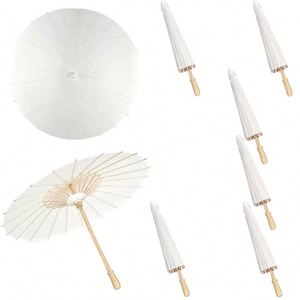 Parasol de mariage en bambou peint à la main avec revêtement écologique sans cire, motif floral pour la décoration de la fête nuptiale - Product Image 1